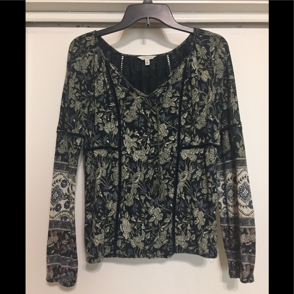 Lucky Brand boho peasant blouse size small